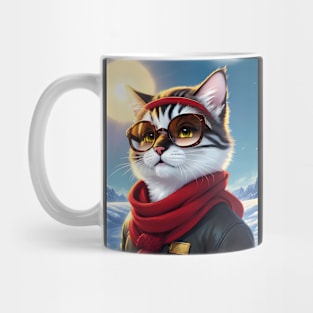 Cat in the snow - Modern digital art Mug